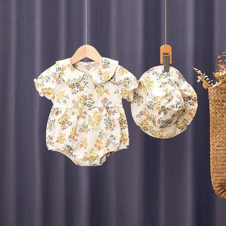 Floral Baby Girl Romper With Hat Onsies for Babies Infant Etsy