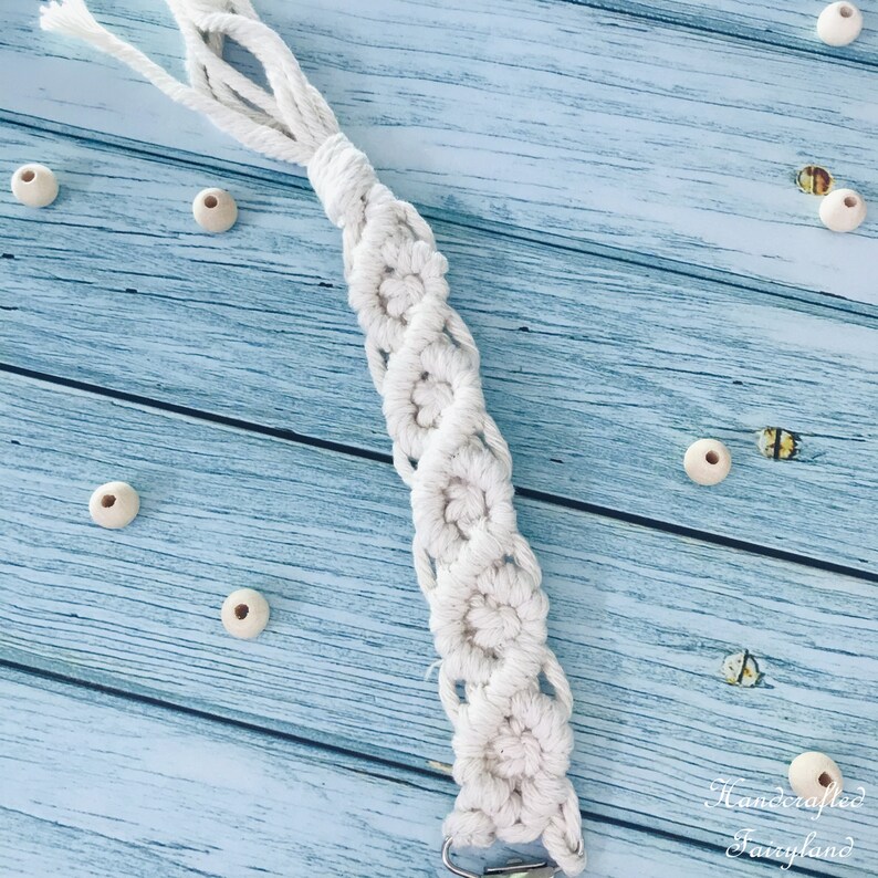 Boho Dummy Chain Cotton Pacifier Holder Natural Baby Soother Clip Macrame Dummy Clips