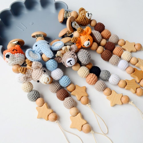 Crochet Pacifier Clip Animal Dummy Clips Wood Pacifier Chain - Etsy Crochet Pacifier Clip Animal Dummy Clips Wood Pacifier Chain - Etsy