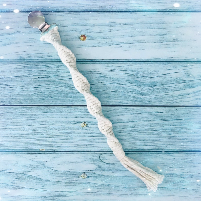 Boho Dummy Chain Cotton Pacifier Holder Natural Baby Soother Clip Macrame Dummy Clips
