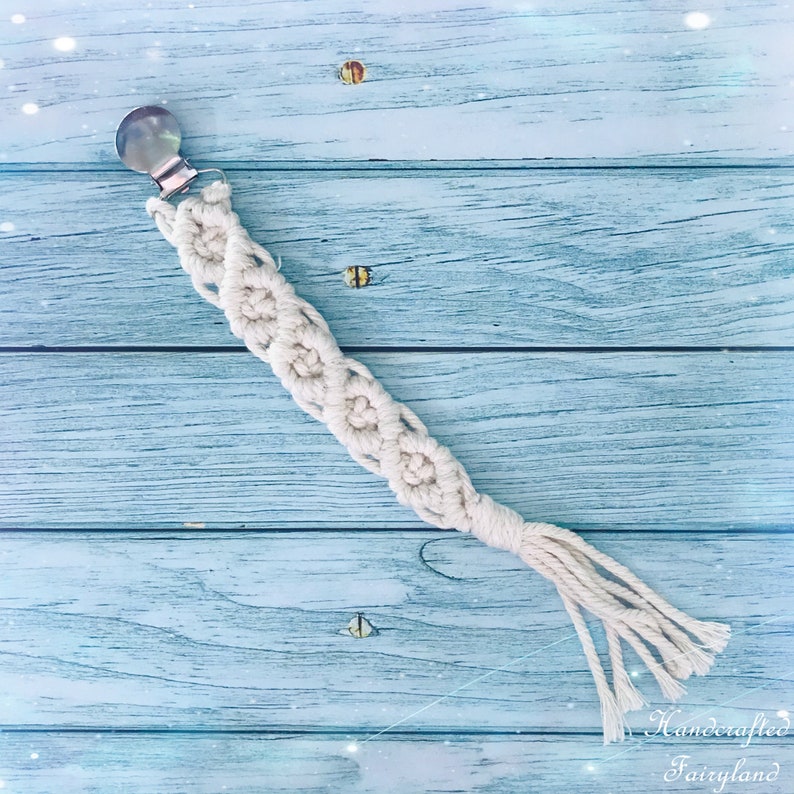 Boho Dummy Chain Cotton Pacifier Holder Natural Baby Soother Clip Macrame Dummy Clips