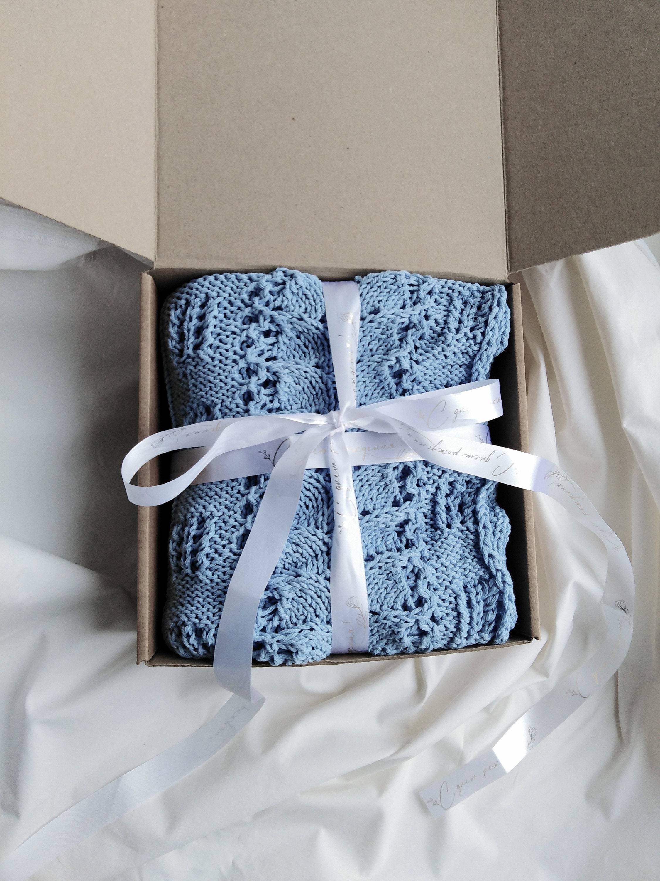 Dusty blue organic blanket Light blue baby cotton Etsy