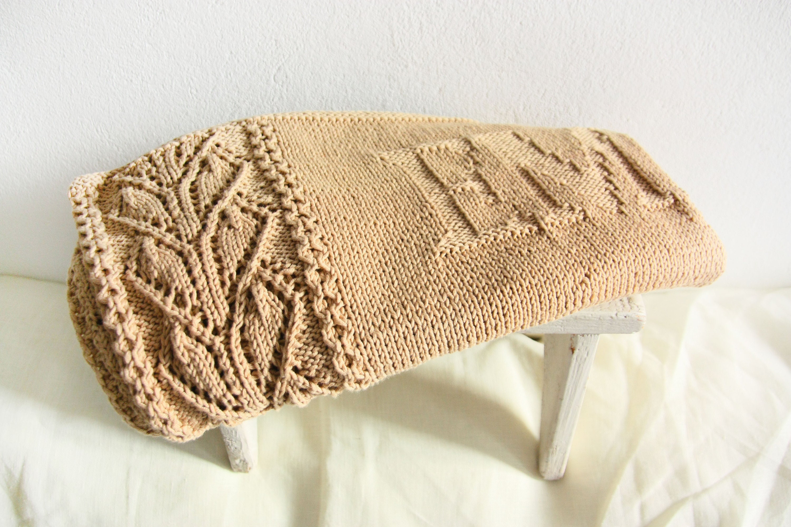 Knit baby blankets personalized girl newborn blanket ivory Etsy