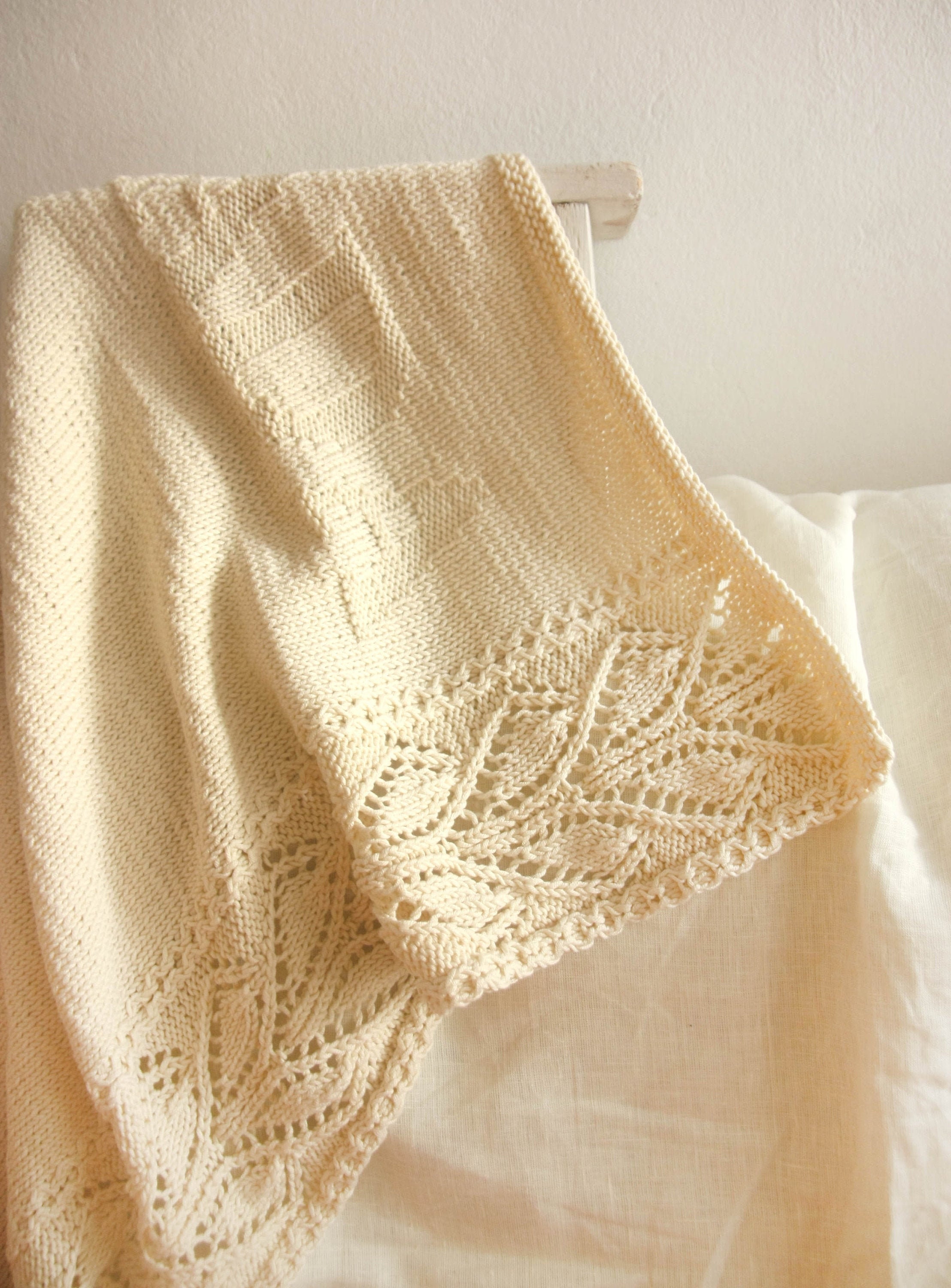 Knit baby blankets personalized girl newborn blanket ivory Etsy