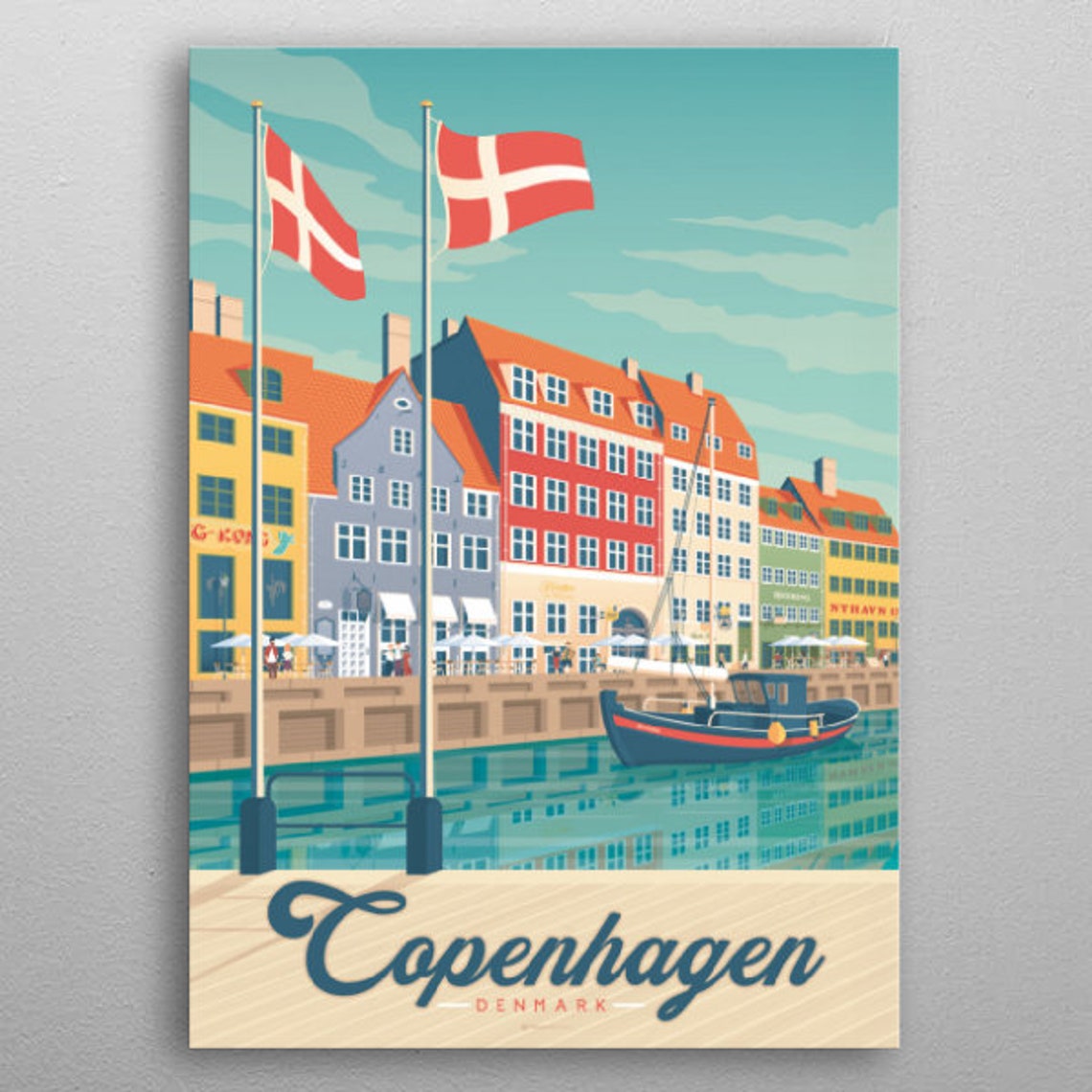 Copenhagen Travel Poster Denmark Retro Nomad Visit Explore Etsy