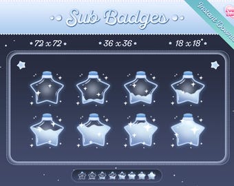 Blue Star Potion Bottle Twitch Sub Badges: Kawaii Streamer Set (Digital Download)