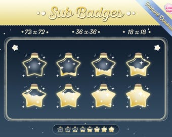Golden Star Potion Bottle Twitch Sub Badges: Kawaii Emotes (Digital Download)