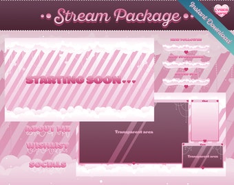 Pink Gyaru Inspired Stream Package: Cloud Heart Jewel Design (Digital Download)