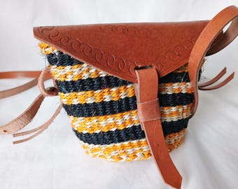Afrikanisches Sisal Portemonnaie-Kleines Chondo, Crossbody Style, sisal bags