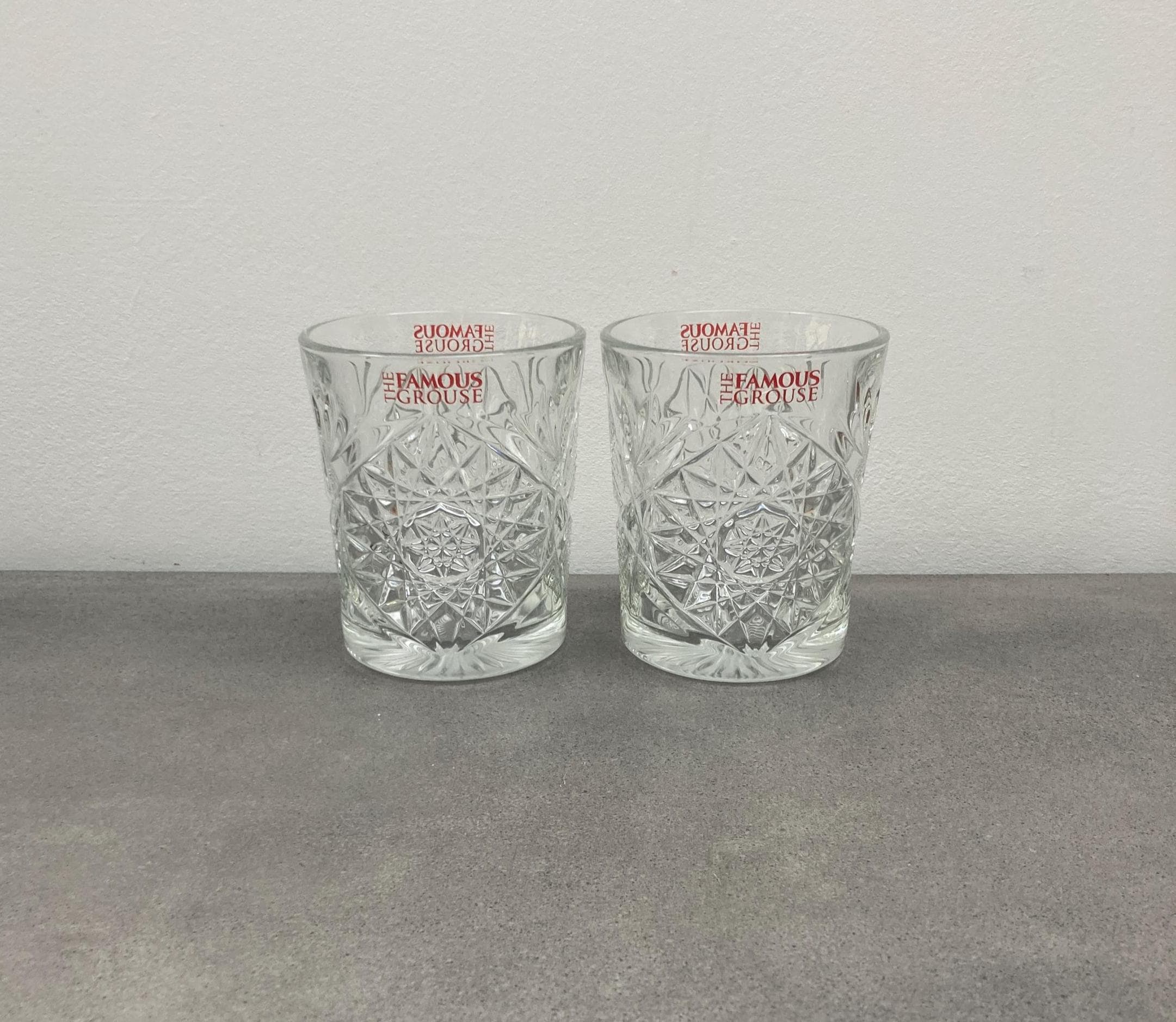 6 verres à whisky Famous Grouse avec logo blanc et oies