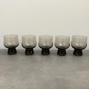 Set of 5 smoked glass grey tumblers