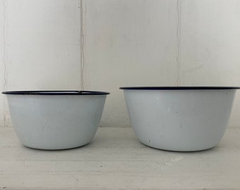 Pair of vintage enamel basins