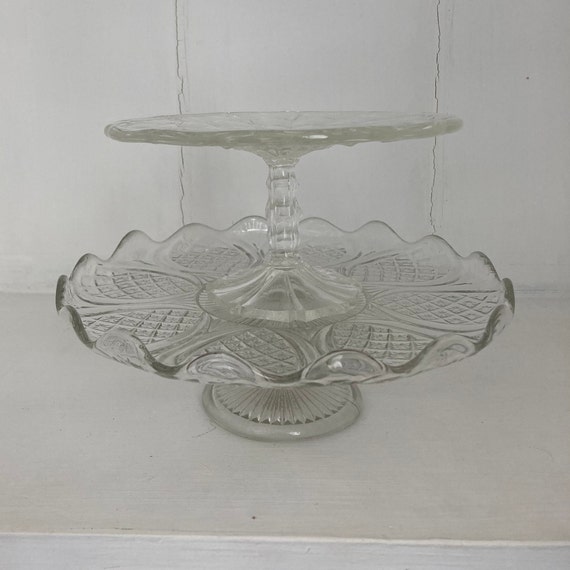 A pair of Art Deco glass cake stands