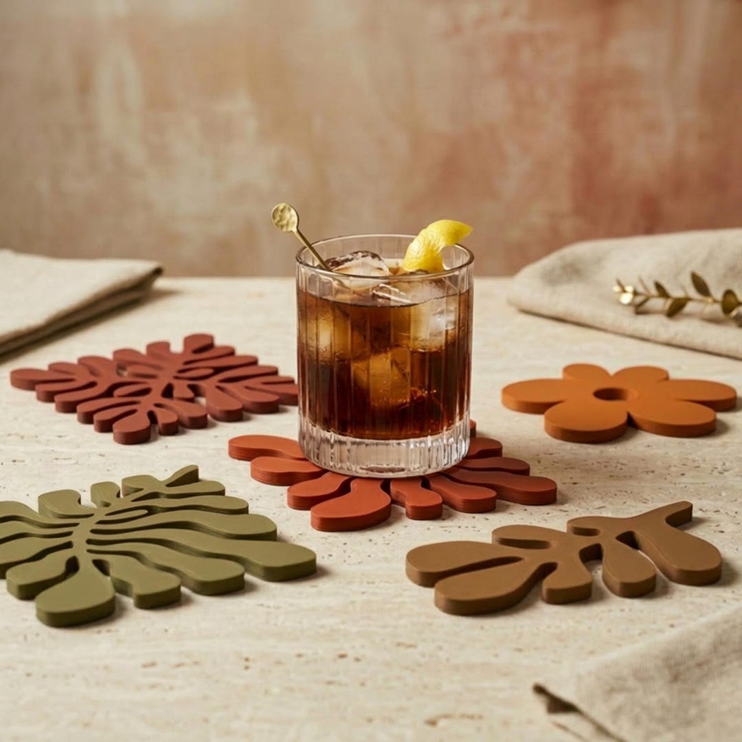 Designer Coaster Stack Modern 3D Printable Coaster Set STL File | Designer Coaster Bundle ...