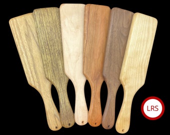 The Brat Spanking Paddle - Choose from 6 elegant hardwoods - Handcrafted 14" half-size frat-style paddle  - For consenting adults only