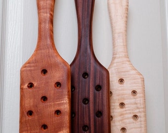 OTK Frat Paddle: Heavy Hardwood Spanking Paddle with Blister Holes - Choice of 3 Woods