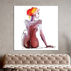 Beauty african woman print Abstract fashion illustration Woman figure painting Minimalism wall art Canvas wall decor Framed premium canvas