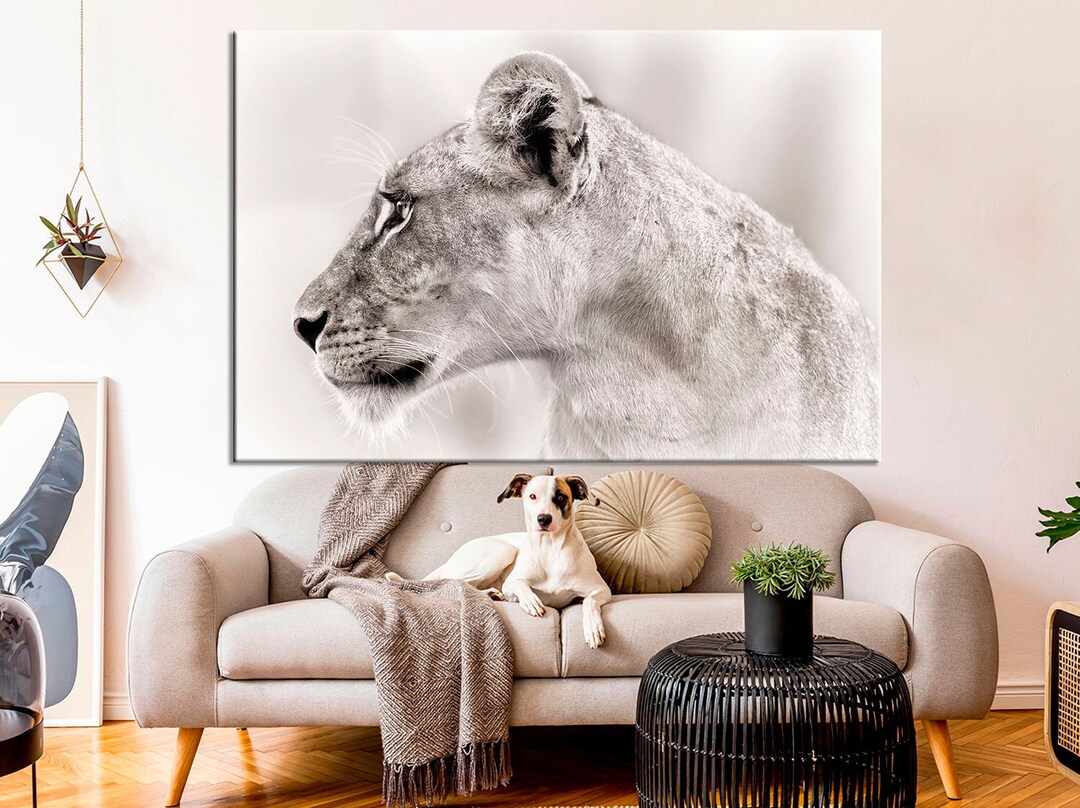 Lioness Wall Art Wild Animals Canvas Black and White Home Decor Nature Print Lion Poster Lioness
