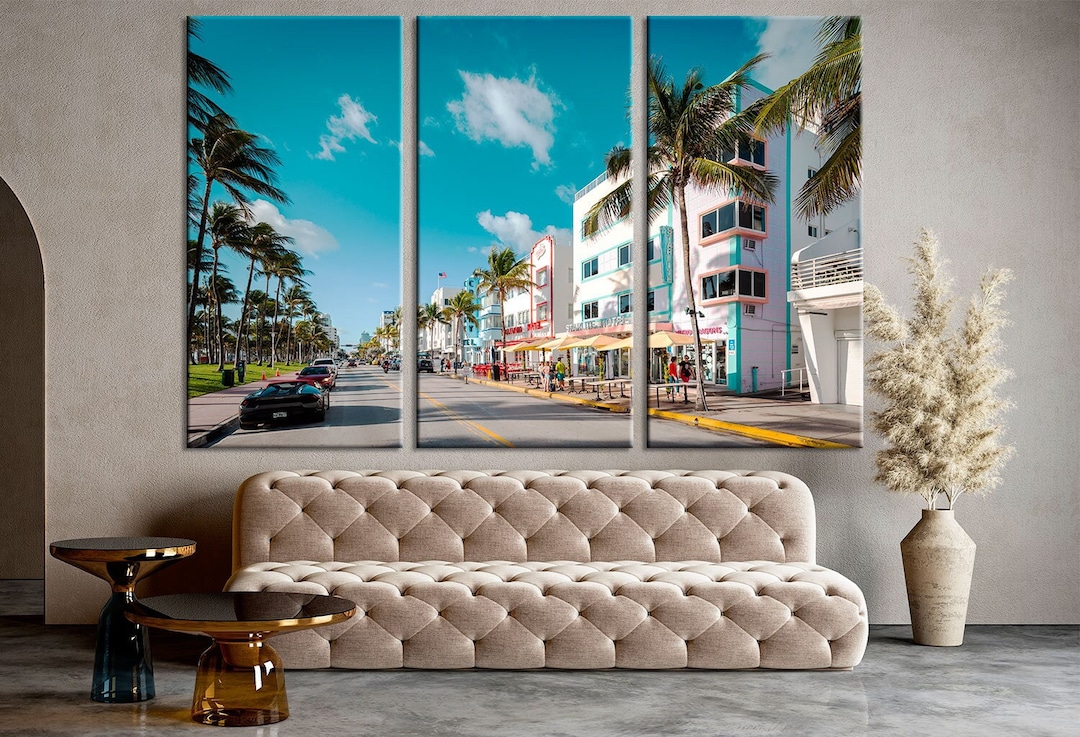 Miami Beach Wall Art Ocean Drive Print Florida Wall Decor USA Downtown
