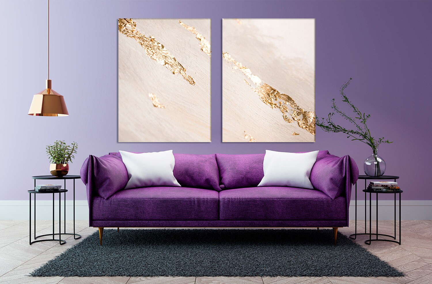 White Gold Marble Wall Art Modern Home Decor Contemporary Extra Large