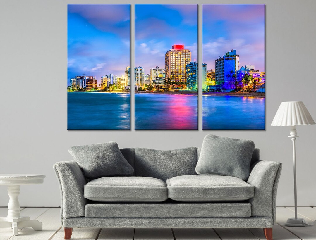Puerto Rico Wall Decor San Juan Art Print City Skyline Photo Skyscraper
