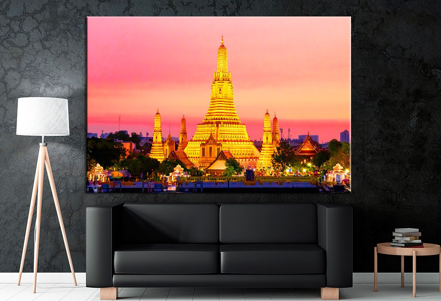 Wat Arun Temple of Dawn Wall Art Bangkok at Night Canvas Thailand Home