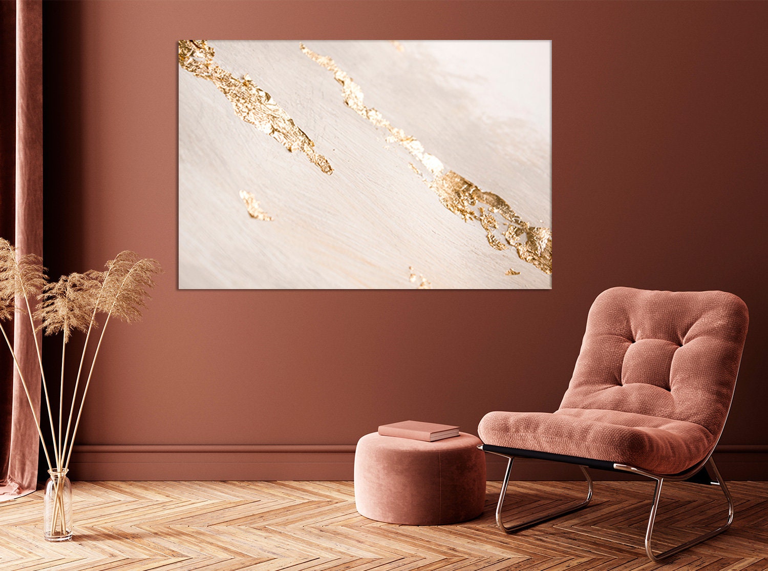 White Gold Marble Wall Art Modern Home Decor Contemporary Extra Large