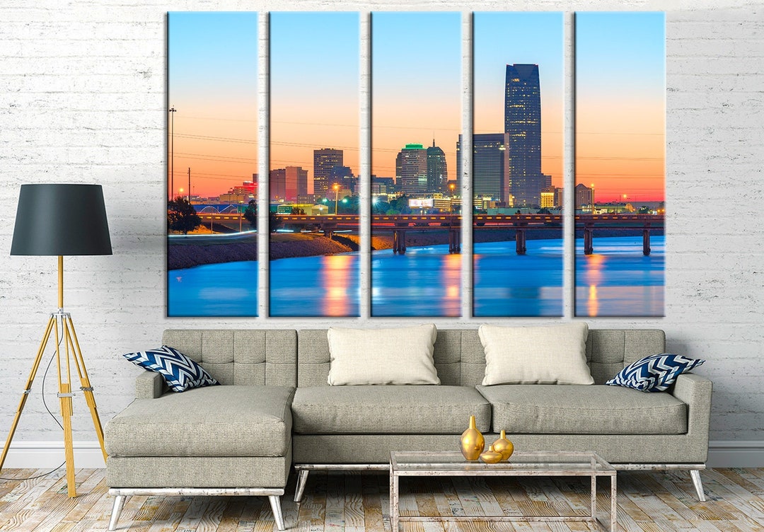 Oklahoma City Print USA Downtown Skyline Wall Decor Oklahoma River
