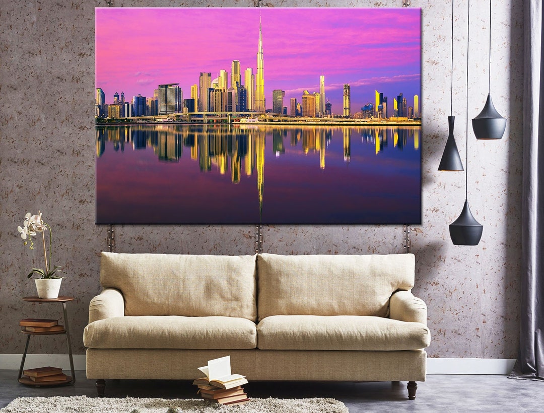 Dubai Wall Art City Skyline Print Sets Arab Emirates Wall Decor Sunrise