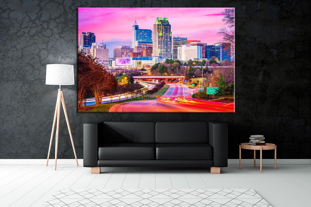 Raleigh City Skyline Wall Art North Carolina Home Decor USA Skyline