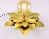 Flower lamp, metal lamp, brass, copper. Hammered lamp. Steampunk lighting. Victorian. Unique.