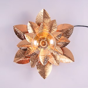 Flower lamp, metal lamp, copper, brass. Hammered lamp. Steampunk lighting. Victorian. Unique.