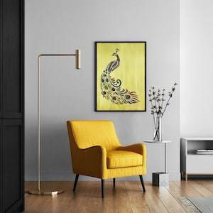 Peacock Wall Art. Luxury High Quality Engraved and Painted by Hand on Copper Aluminum Brass Metal. Framed. 8x12&quot;, 12x16&quot; or 20x28&quot;
