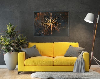 Nautical Compass Wall Art. Engineer Gift, Metal Artwork. A Groundbreaking New Way to Display Your Preferred Art. Office Decor, Poster