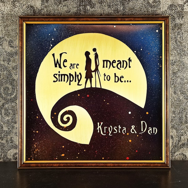 Nightmare Before Christmas Wedding Gift. Valentine's, Personalized, Jack and Sally, Wall Art. Capture Your Special Day in a Unique Way