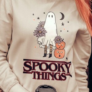 Spooky Things Sweatshirt, Retro Halloween Sweatshirt, Trick or Treat, Ghost Sweatshirt for Women, Cute Fall Sweatshirt for Women