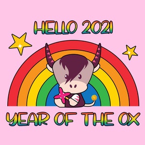 Year of The Ox Shirt, Ox T Shirt, Chinese Zodiac Ox, Chinese New Year Shirt, Lunar New Year Gift, Family Shirts, Kids Tshirts, Rainbow Shirt