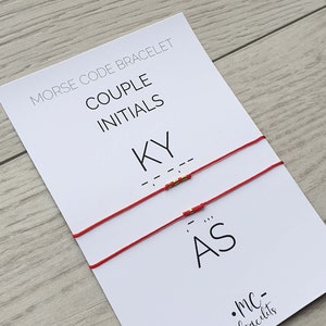 Pulseras de las iniciales de pareja, pulsera de código Morse de la pareja, pulsera de las iniciales, pulsera de las mujeres de las mujeres, pulsera de la boda, pulsera a juego, regalo