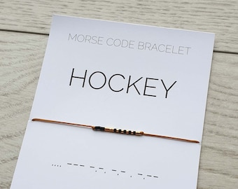 Hockey morse code bracelet, Hockey jewelry, Morse code jewelry, Hockey gift bracelet, Bracelet for Women and Men, Sport gift, Fitness