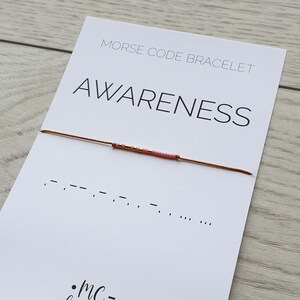 Awareness morse code bracelet, Awareness jewelry, Morse code jewelry, Awareness gift bracelet, Bracelet for Women and Men, Mindful gift
