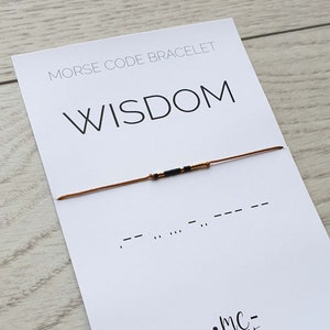 Wisdom morse code bracelet, Wisdom jewelry, Morse code jewelry, Wisdom gift bracelet, Bracelet for Women and Men, Mindful gift, Friendship