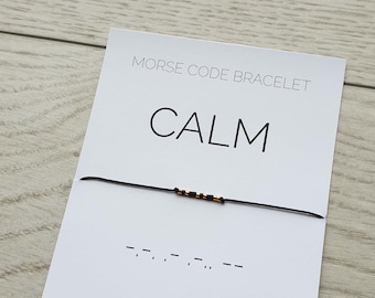 Calm Morse Code Bracelet: Miyuki Gold Silver Beaded Jewelry - Main Image