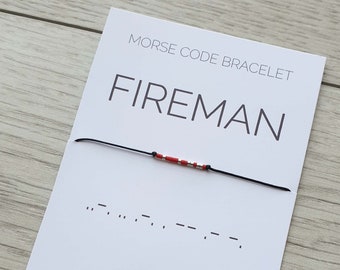 Fireman morse code bracelet, fireman jewelry, fireman gift, morse code bracelet, fireman bracelet, bracelet for woman man, gift for fireman