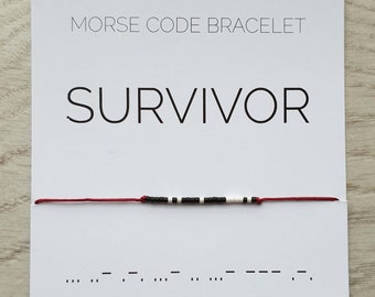 Survivor morse code bracelet, Survivor jewelry, Morse code jewelry, Survivor gift bracelet, Bracelet for Women and Men, Mindful gift