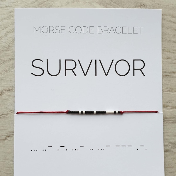 Survivor morse code bracelet, Survivor jewelry, Morse code jewelry, Survivor gift bracelet, Bracelet for Women and Men, Mindful gift