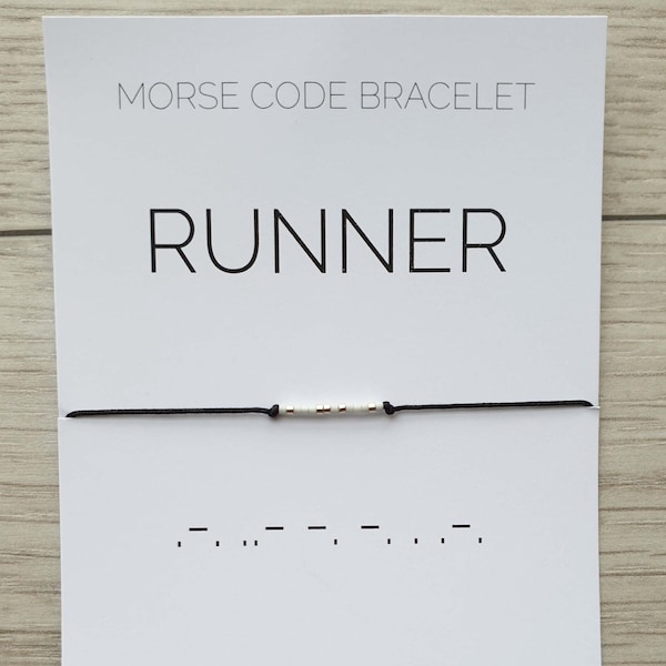 Runner Morse Code Bracelet: Miyuki Delica Beads, Marathon Gift