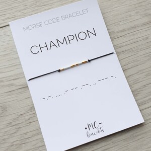 Champion morse code bracelet, Champion jewelry, Morse code jewelry, Champion gift bracelet, Bracelet for Women and Men, Sport gift