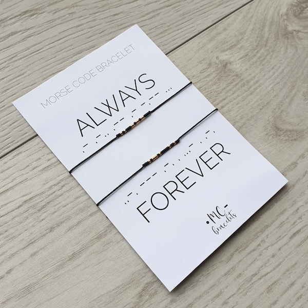 Always Forever bracelet, Couple Morse code bracelet, Custom jewelry, Bracelet women men, Wedding bracelet, Matching bracelet, Minimalist