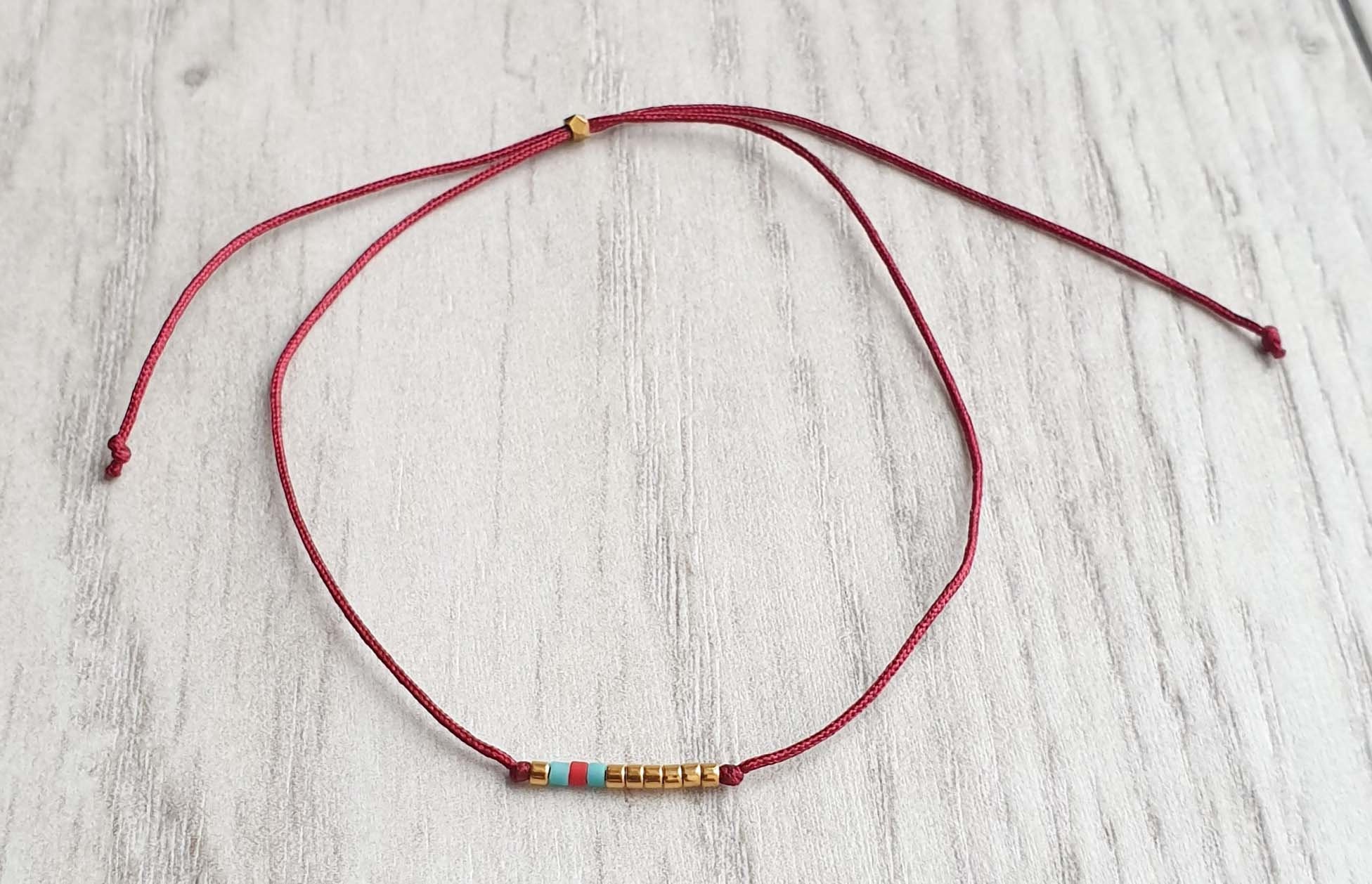 Bracciale In Argento 925 Con Codice Morse | Messaggio Segreto "Fuck Off" | Fatto A Mano Con Perline E Filo Di Seta, Regalo Significativo