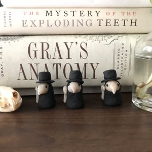 Plague Doctor Figurine (Gothic, Medieval, Cute, Polymer Clay, Sculpture, Figure, Gift, Stocking Stuffer)